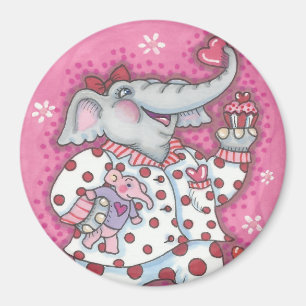 Elephant Sweetheart VALENTINE MAGNET Round