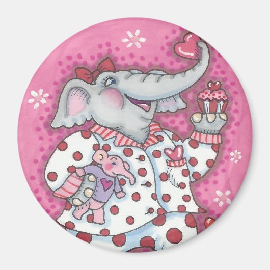 Elephant Sweetheart VALENTINE MAGNET Round (Vorne)