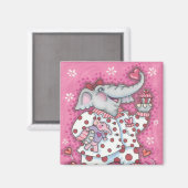 Elephant Sweetheart VALENTINE MAGNET Square (Vorderseite/Rückseite)