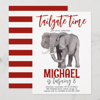 Elephant Tailgate Birthday Invite Einladung