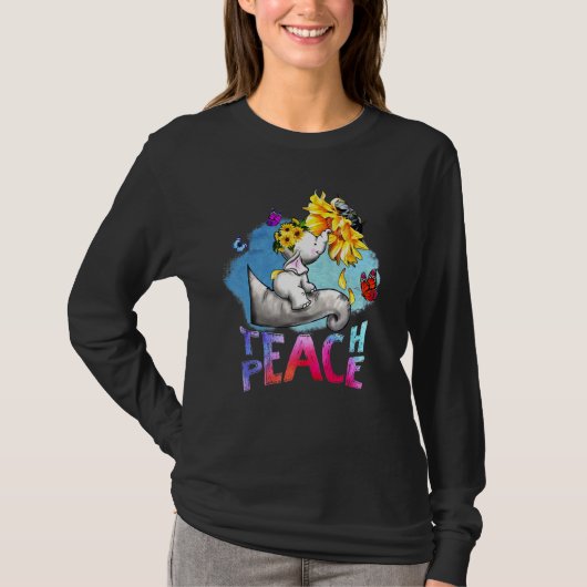 Elephant Teach Peace Sonnenblume T-Shirt (Vorderseite)