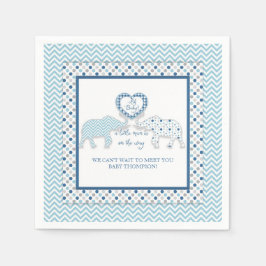 Elephant Theme Boy Baby Dusche Dekoration Personal Serviette