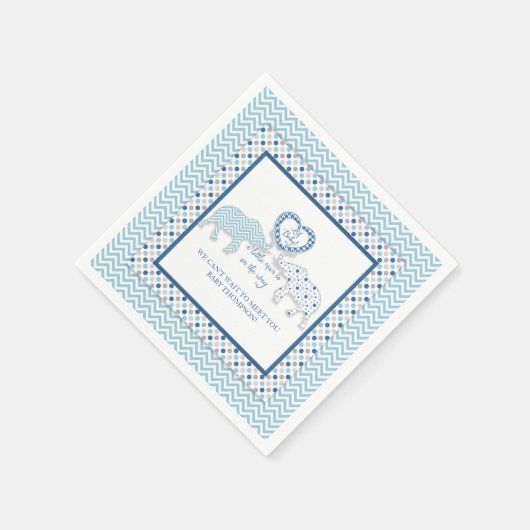 Elephant Theme Boy Baby Dusche Dekoration Personal Serviette (Ecke)