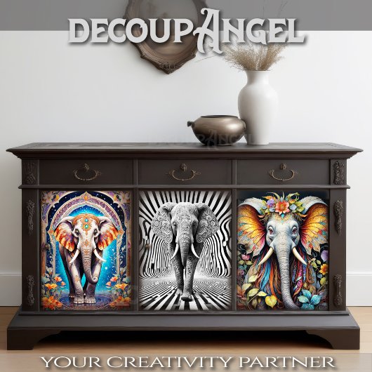 Elephant Theme Set - Decoupage - Geschenkpapier Set