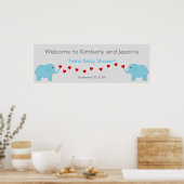 Elephant Theme Twin Boys Baby Shower Banner Poster (Küche)