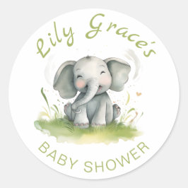 Elephant Themed Baby Dusche Rundkleber Runder Aufkleber