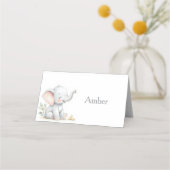 Elephant Themed Baby Shower Place Cards Platzkarte (Vorderseite)