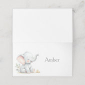 Elephant Themed Baby Shower Place Cards Platzkarte (Außenseite Aufgefaltet)