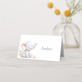 Elephant Themed Baby Shower Place Cards Platzkarte