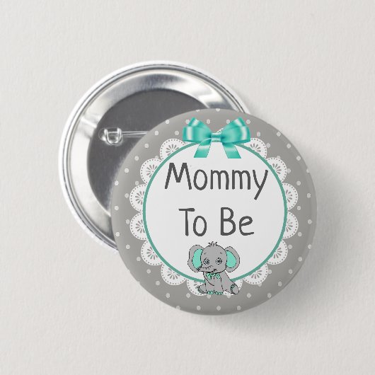 Elephant Themed Mama to Be Baby Shower Button (Vorne & Hinten)
