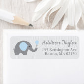 Elephant Themed Rücksendeadressen-Aufkleber in Blu (Insitu)