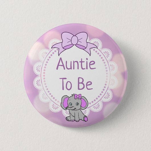 Elephant Themed Tuntie to Be Baby Shower Button (Vorderseite)