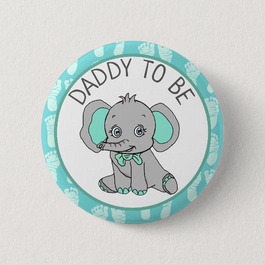Elephant Themed Vater to Be Baby Shower Button (Vorderseite)