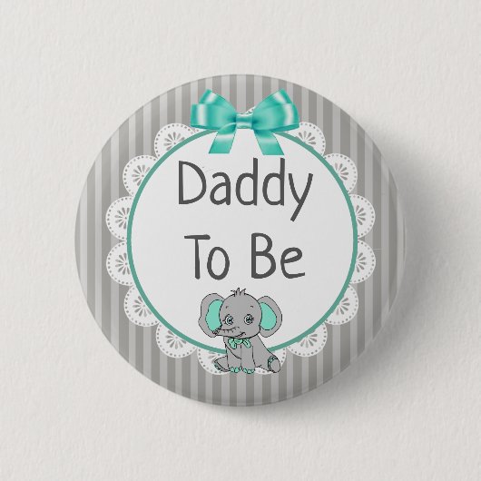 Elephant Themed Vater to Be Baby Shower Button (Vorderseite)