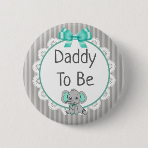 Elephant Themed Vater to Be Baby Shower Button