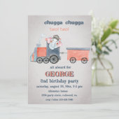 Elephant Train Birthday Einladung (Stehend Vorderseite)