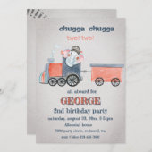 Elephant Train Birthday Einladung (Vorne/Hinten)