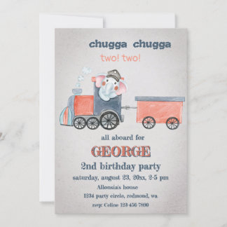 Elephant Train Birthday Einladung