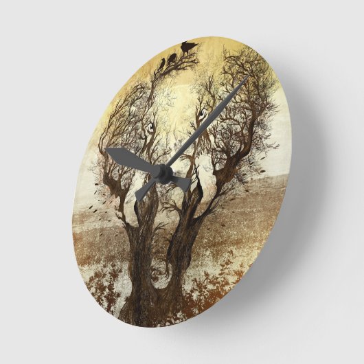 Elephant Tree Abstrakt Runde Wanduhr (Winkel)