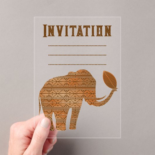 Elephant Tribal Art Design Acryleinladungen (Insitu (Handheld))