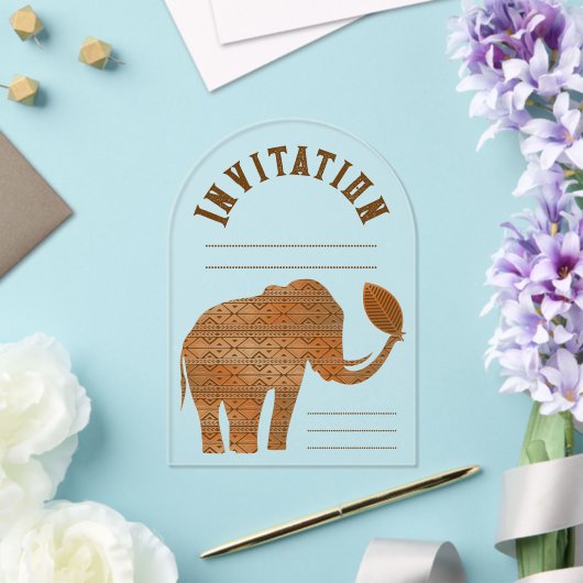 Elephant Tribal Art Design Acryleinladungen (Insitu (Hochzeit))
