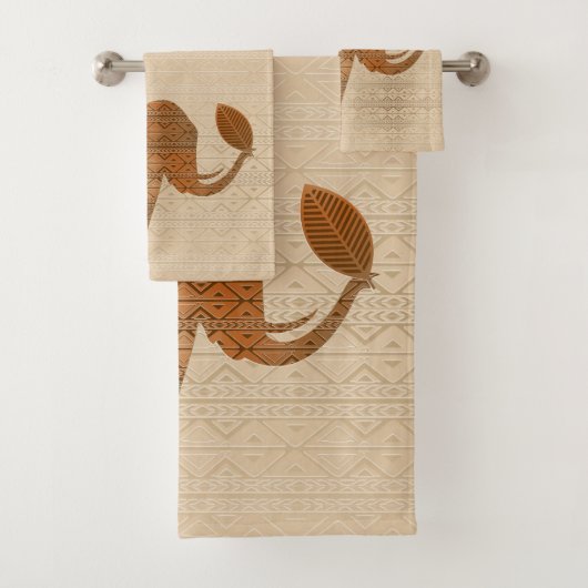 Elephant Tribal Art Design Badhandtuch Set (Insitu)
