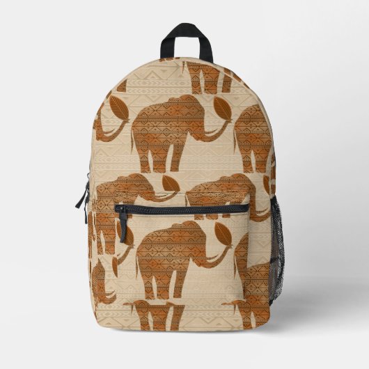 Elephant Tribal Art Design Bedruckter Rucksack (Vorderseite)