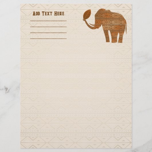 Elephant Tribal Art Design Briefbogen (Vorderseite)