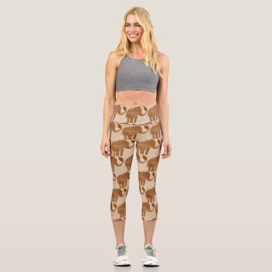 Elephant Tribal Art Design Capri Leggings (Vorderseite)
