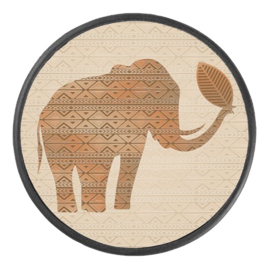 Elephant Tribal Art Design Eishockey Puck (Vorderseite)