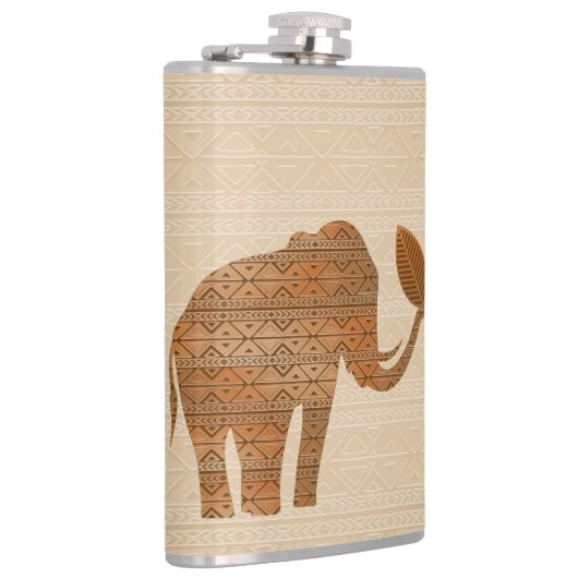 Elephant Tribal Art Design Flachmann (Rechts)
