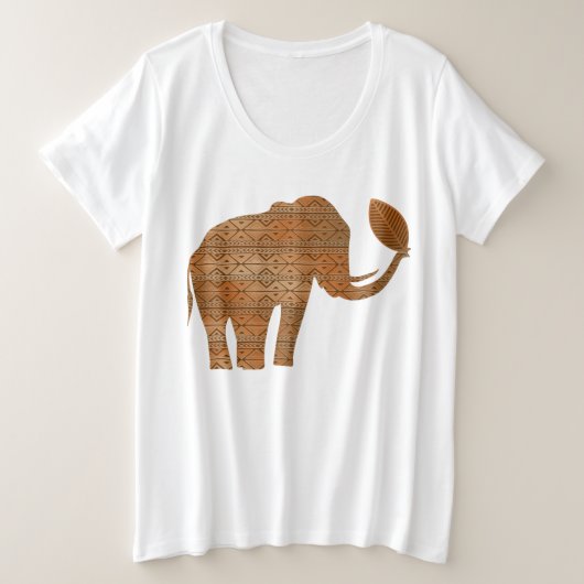Elephant Tribal Art Design Große Größe T-Shirt (Design vorne)
