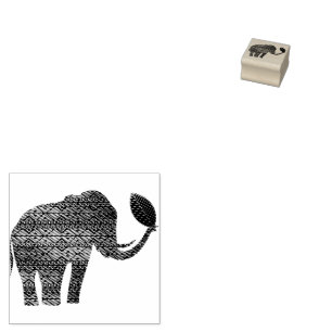 Elephant Tribal Art Design Gummistempel
