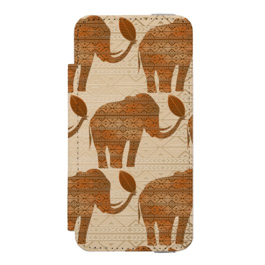 Elephant Tribal Art Design Incipio iPhone Geldbeutel-Hülle (Folio Vorderseite)