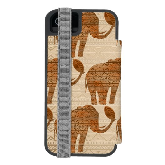 Elephant Tribal Art Design Incipio iPhone Geldbeutel-Hülle (Folio Rückseite)