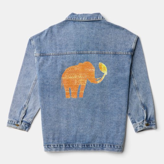 Elephant Tribal Art Design Jeansjacke (Rückseite)
