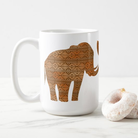 Elephant Tribal Art Design Kaffeetasse (Mit Donut)