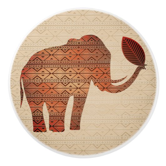 Elephant Tribal Art Design Keramikknauf (Vorderseite)