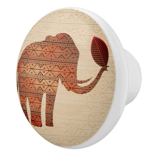 Elephant Tribal Art Design Keramikknauf (Rechts)