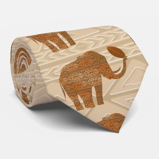Elephant Tribal Art Design Krawatte (Gerollt)