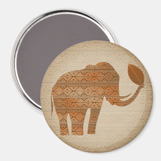 Elephant Tribal Art Design Magnet (Vorderseite/Rückseite)