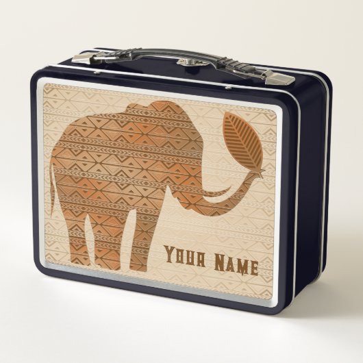 Elephant Tribal Art Design Metall Brotdose (Rückseite)