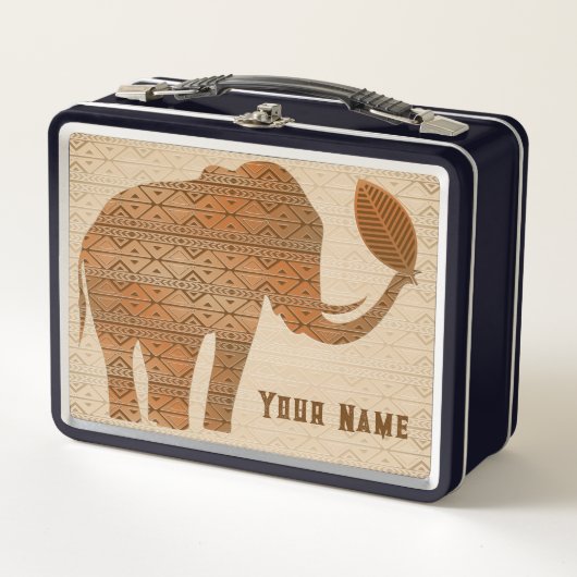 Elephant Tribal Art Design Metall Brotdose (Vorderseite)