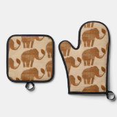 Elephant Tribal Art Design Ofenhandschuh & Topflappen-Set (Vorderseite)
