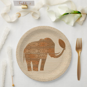 Elephant Tribal Art Design Pappteller