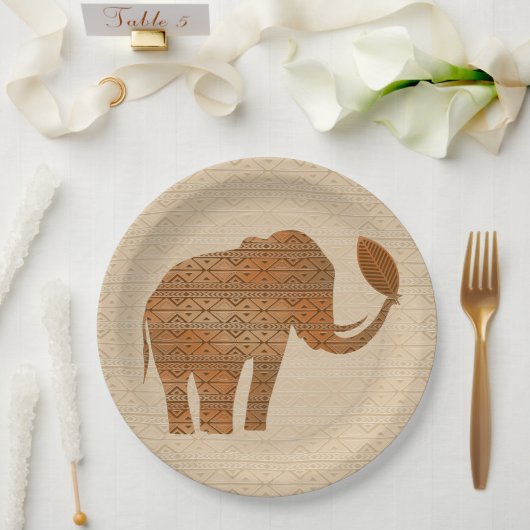 Elephant Tribal Art Design Pappteller (Hochzeit)