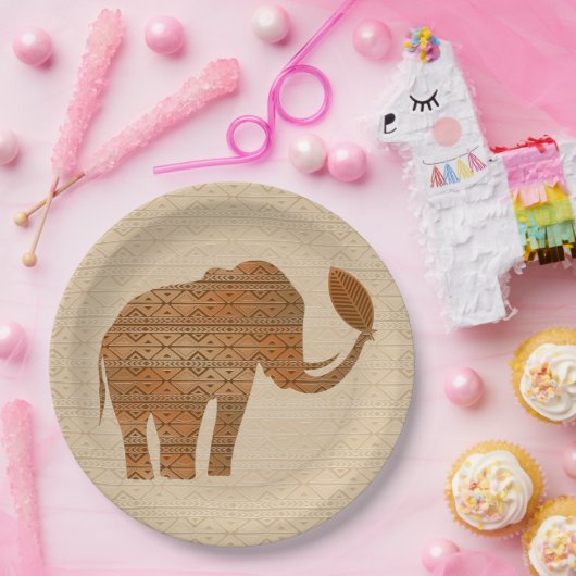 Elephant Tribal Art Design Pappteller (Party)