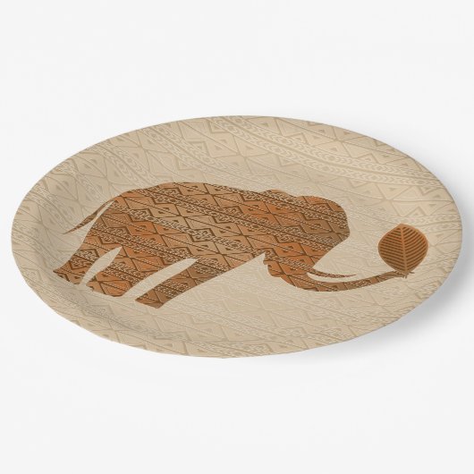 Elephant Tribal Art Design Pappteller (Schrägansicht)
