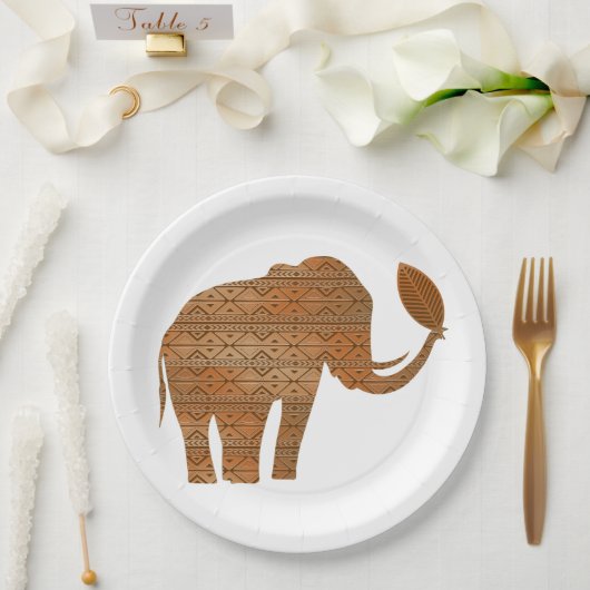 Elephant Tribal Art Design Pappteller (Hochzeit)