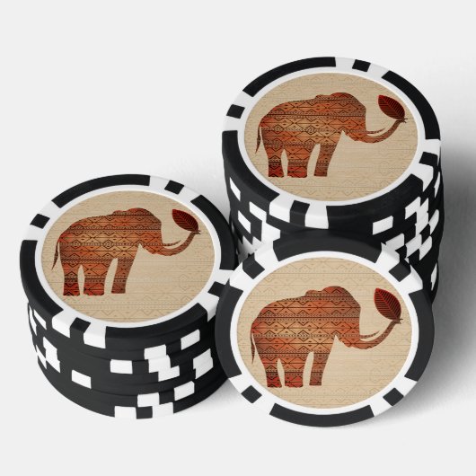 Elephant Tribal Art Design Pokerchips (Stapel)